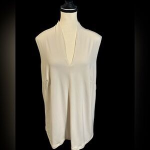 Lane Bryant Cream V-Neck Blouse